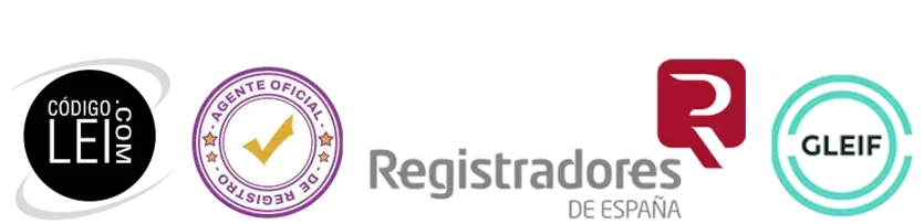 Logotipos de Código LEI, Agente Oficial de Registro, Registradores de España y GLEIF